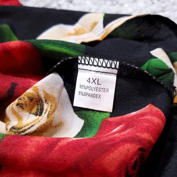Shein Curve Off Shoulder Cropped Top Floral Black Red Size 4XL Blouse Shirt Plus - Picture 5 of 7